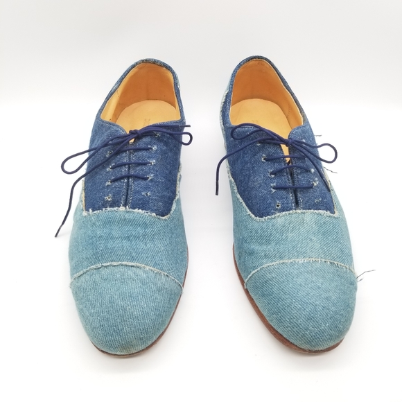 Denim Color Block Oxford Shoes - Picture 3 of 5